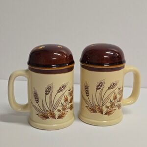 Vintage Wheat Harvest Salt and Pepper Shakers Japan Ceramic Cottagecore 70s